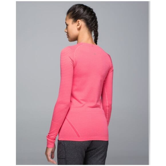 Lululemon Run: Swiftly Tech Long Sleeve Crew Stripe Pink Sweatshirt Top Size 6 - Picture 4 of 12